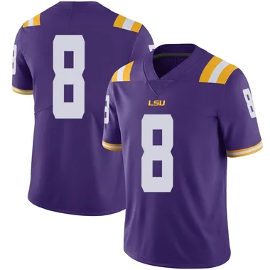 Purple Major Burns Youth LSU Tigers Football College Jersey - Limited